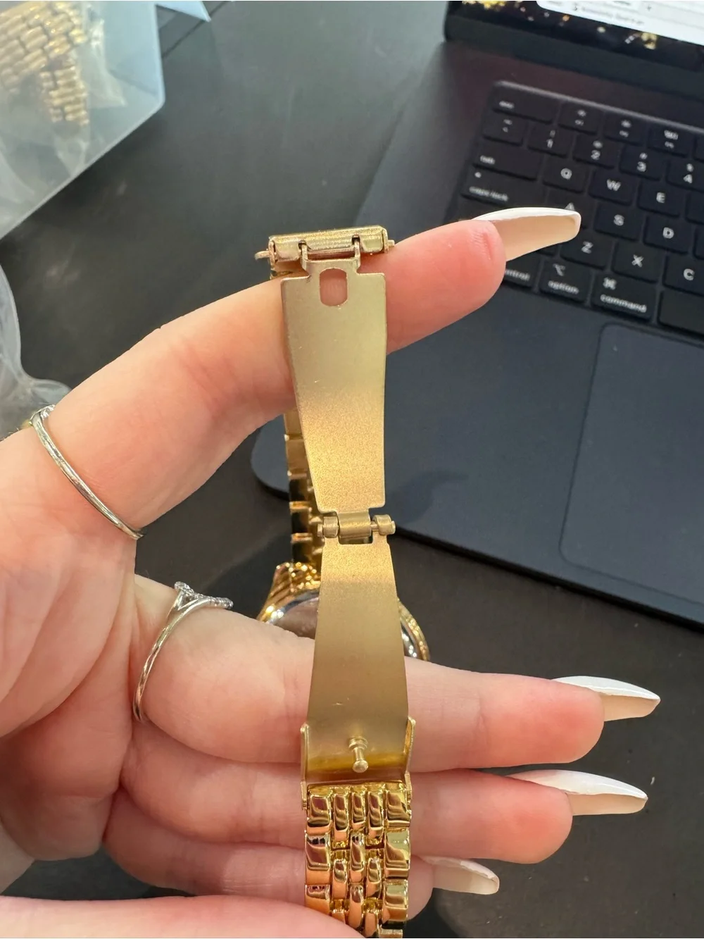 New IMAN Global Chic Gold-Tone Minimalist Yellow Dial Bracelet Watch